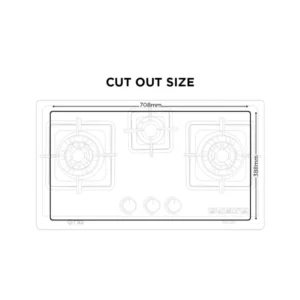 Nasgas DG-GN3 226 DG-GN3-226 Glass Top Fully Tempered Gas Hob