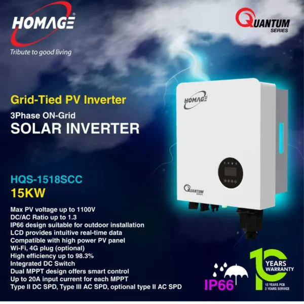 Homage HQS-1518SCC Grid-Tied PV Inverter 3 Phase ON-Grid Solar Inverter