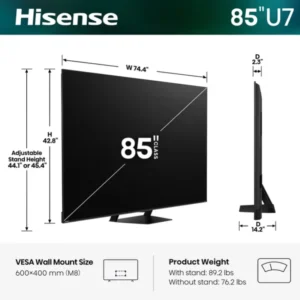 Hisense 85U7S 85" U7 Series ULED Mini LED 4K Google TV