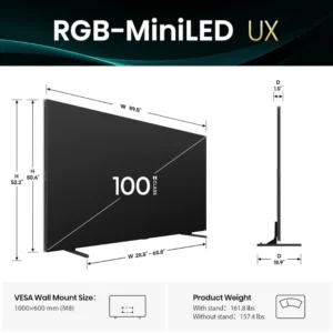 Hisense 100UX 100" RGB-Mini LED 4K UHD HDR Google Smart TV