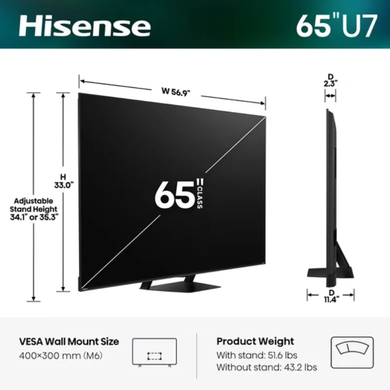 Hisense 65U7S 65" U7 Series ULED Mini LED 4K Google TV Hisense 65U7S 65" U7 Series ULED Mini LED 4K Google TV