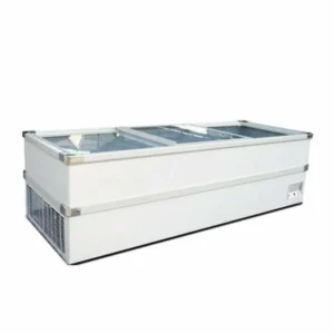 Caravell CDF 30 CGSD Curved Triple Glass Sliding Door Island Type Super Market Freezer