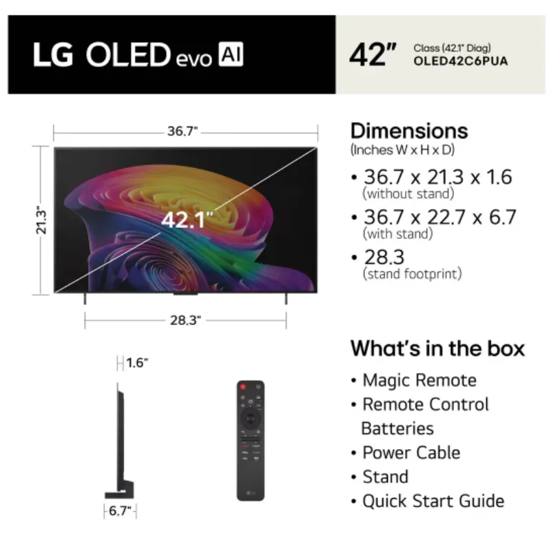 LG 42C6 42 Inch Class OLED evo AI 4K Smart TV LG 42C6 42 Inch Class OLED evo AI 4K Smart TV